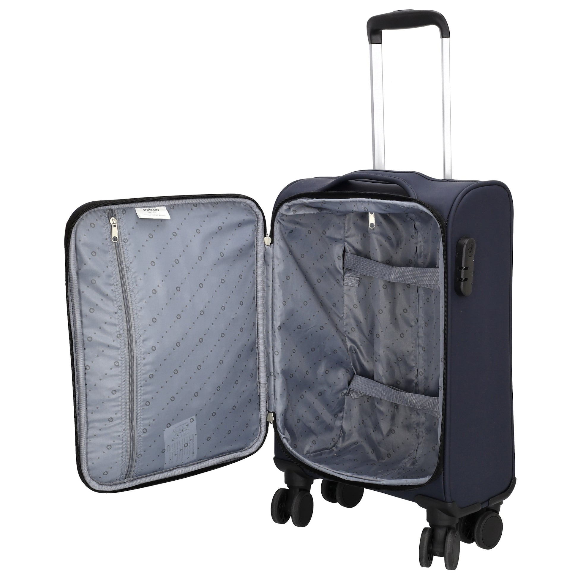 Reisetrolley|Handgepäck in Blau|Marine mit 4-Rad aus Kunstleder - leder-accessoires.com