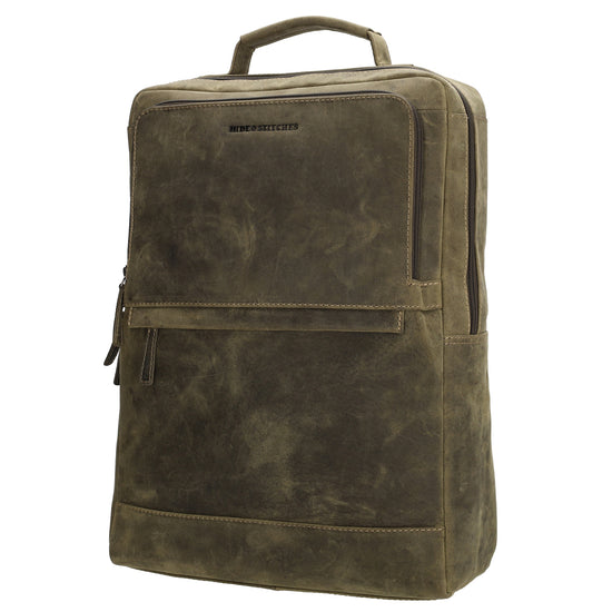 Businessrucksack 30x 41cm in Oliv aus Leder - leder-accessoires.com