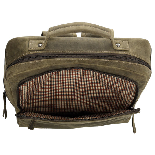 Businessrucksack 30x 41cm in Oliv aus Leder