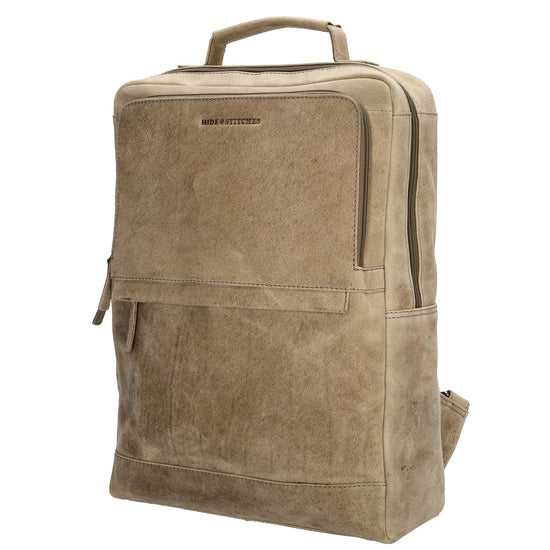 Businessrucksack 30x 41cm in Beige|Sand aus Leder - leder-accessoires.com