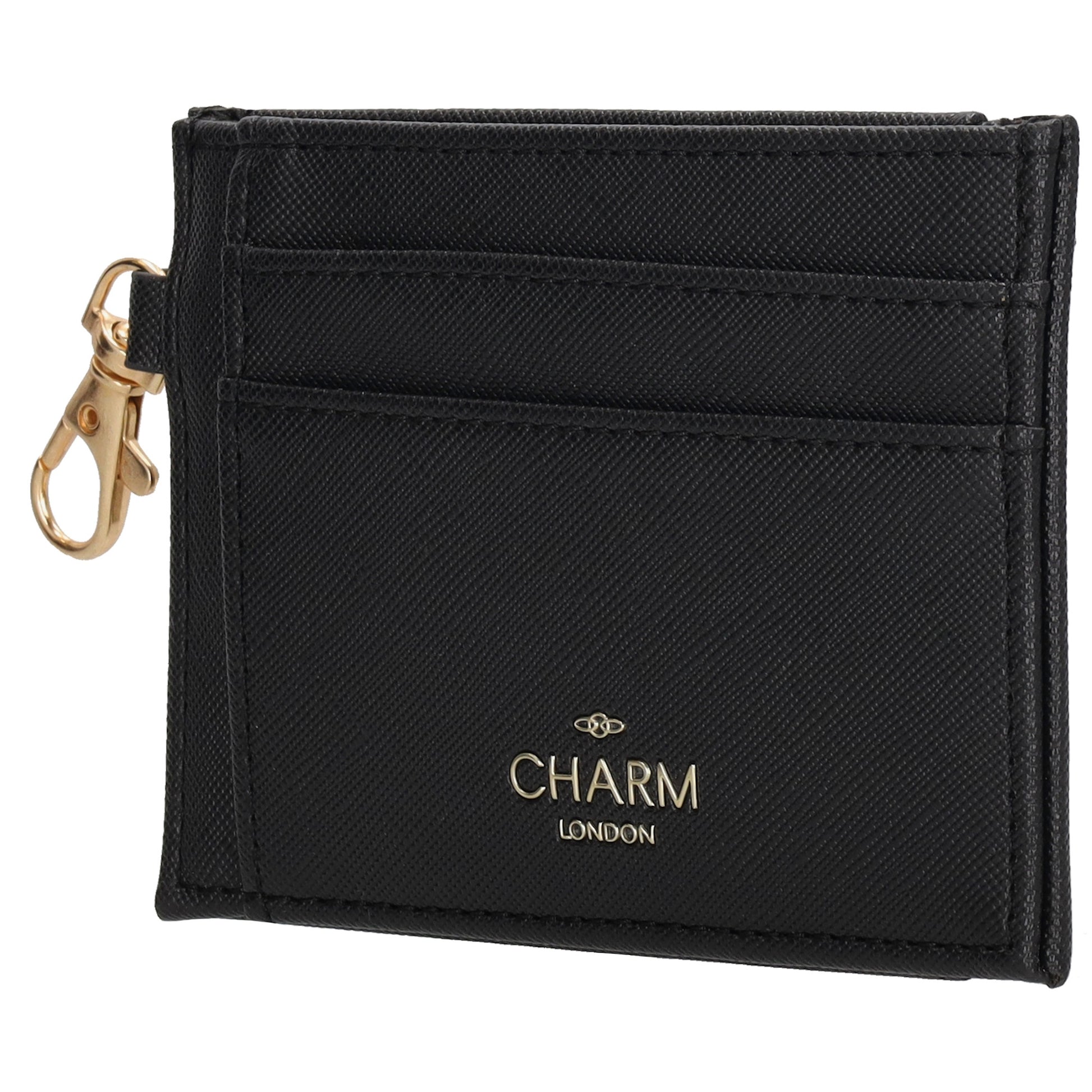 Kartenetui 11,5x8,5cm in Schwarz mit Karabiner - leder-accessoires.com