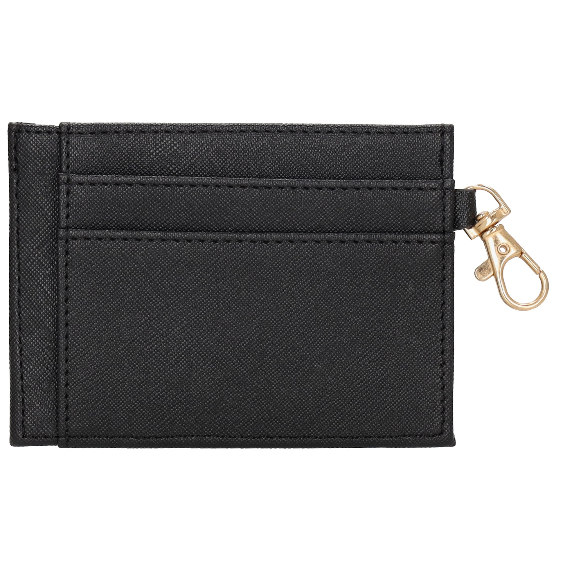 Kartenetui 11,5x8,5cm in Schwarz mit Karabiner - leder-accessoires.com