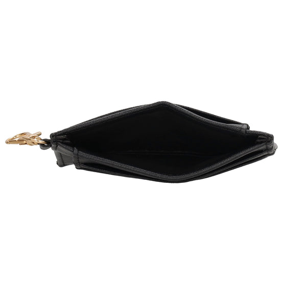 Kartenetui 11,5x8,5cm in Schwarz mit Karabiner - leder-accessoires.com