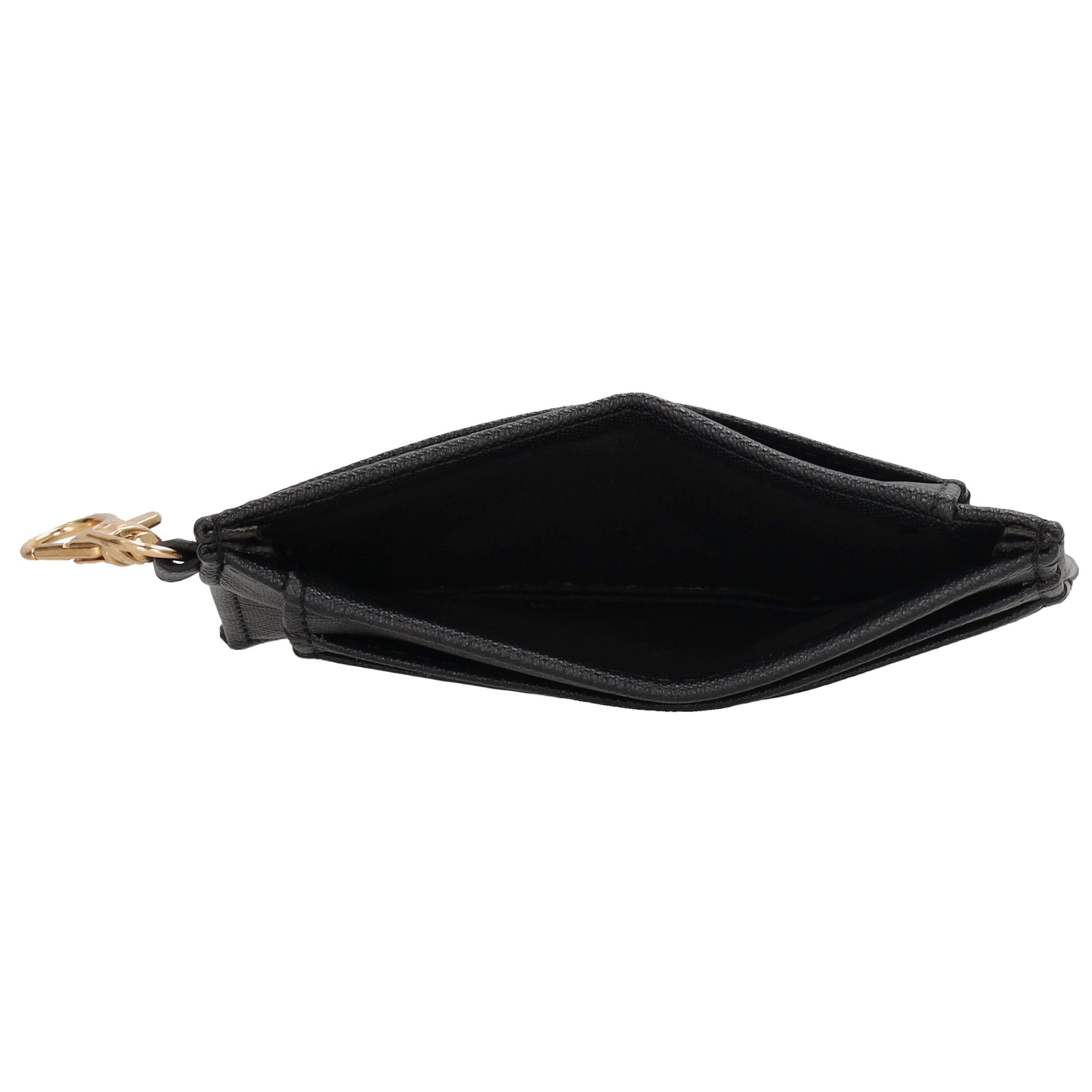 Kartenetui 11,5x8,5cm in Schwarz mit Karabiner - leder-accessoires.com