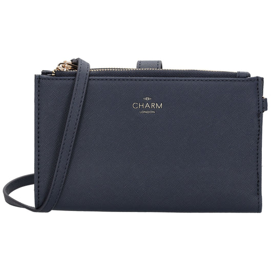 Börse|Handytasche 12x18,5cm in Blau mit Umhängeriemen - leder-accessoires.com