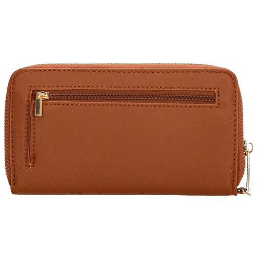 Börse 10x18cm in Cognac mit Rundumreißverschluss und Handschlaufe - leder-accessoires.com