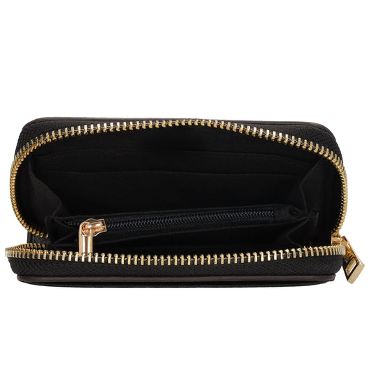 Börse|Kartenetui 12,5x8,5cm in Schwarz mit Reißverschluss - leder-accessoires.com