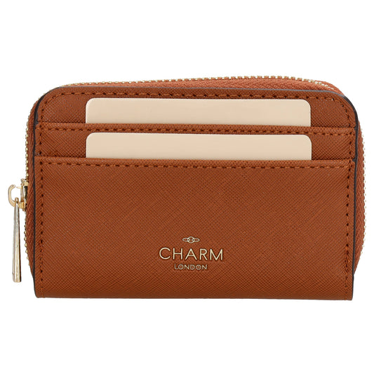 Börse|Kartenetui 12,5x8,5cm in Cognac mit Reißverschluss - leder-accessoires.com