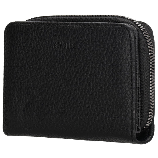 Damenbörse 12x9cm im Querformat in Schwarz mit Druckknopf - leder-accessoires.com