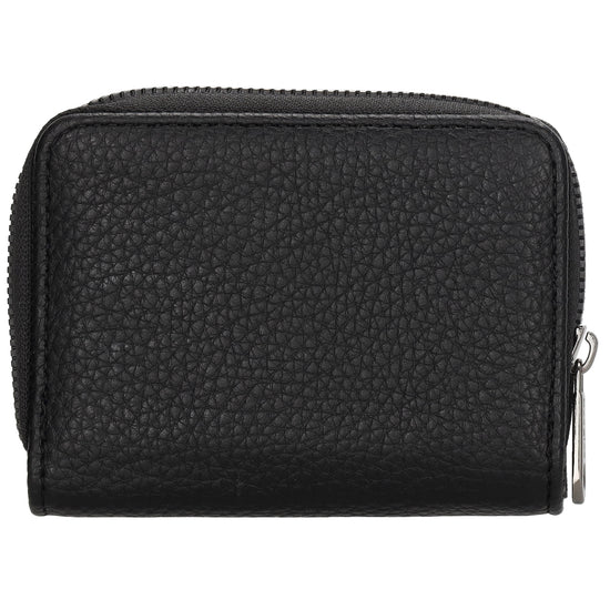 Damenbörse 12x9cm im Querformat in Schwarz mit Druckknopf - leder-accessoires.com
