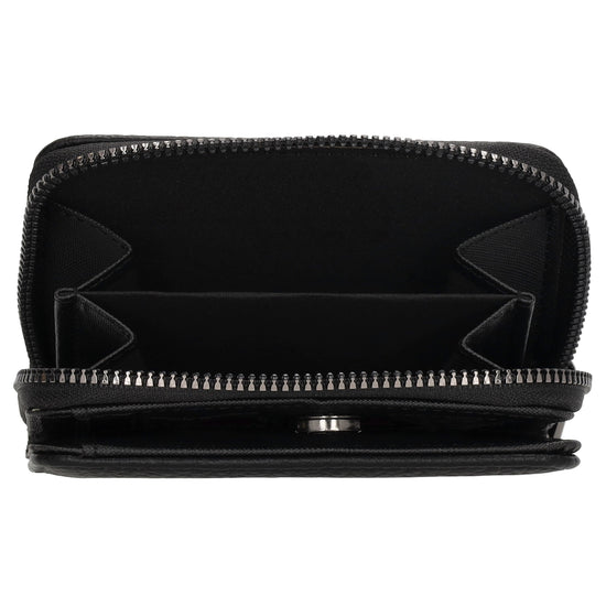 Damenbörse 12x9cm im Querformat in Schwarz mit Druckknopf - leder-accessoires.com