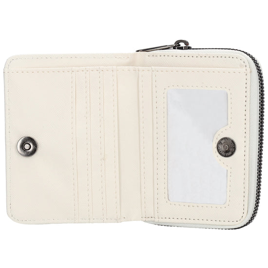 Damenbörse 12x9cm im Querformat in Weiß mit Druckknopf - leder-accessoires.com