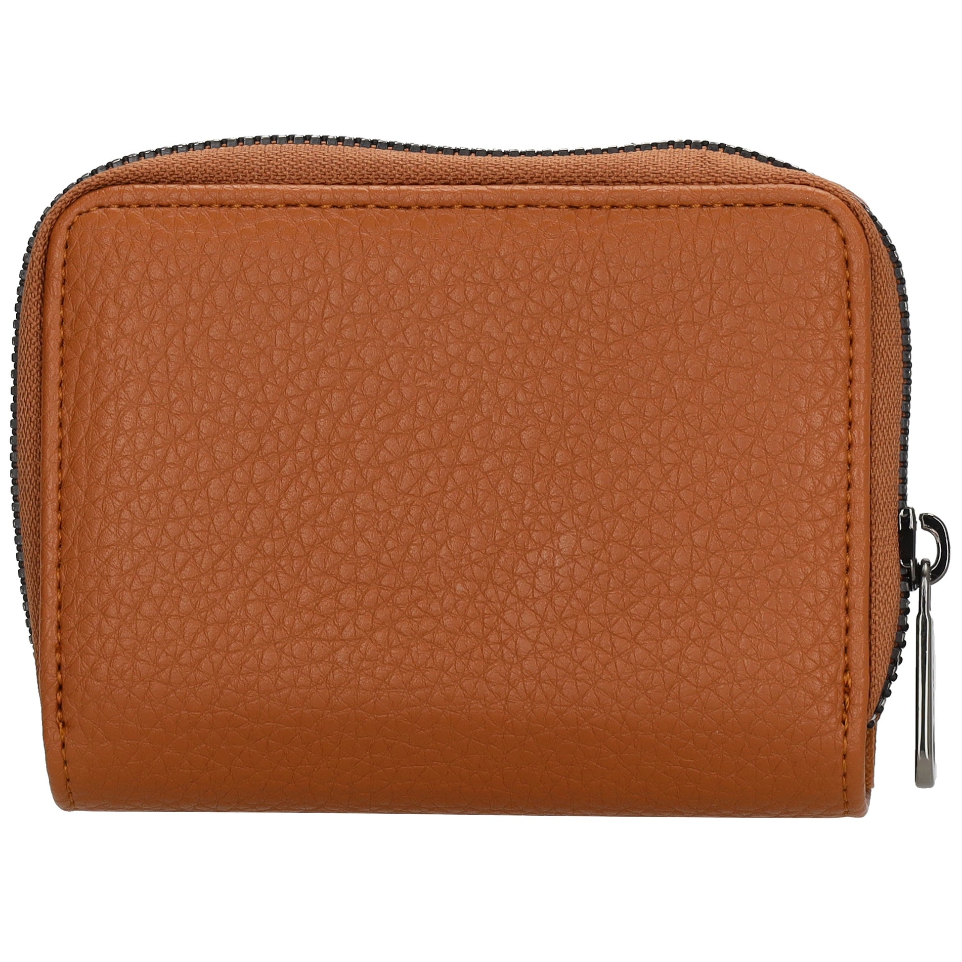 Damenbörse 12x9cm im Querformat in Cognac mit Druckknopf - leder-accessoires.com