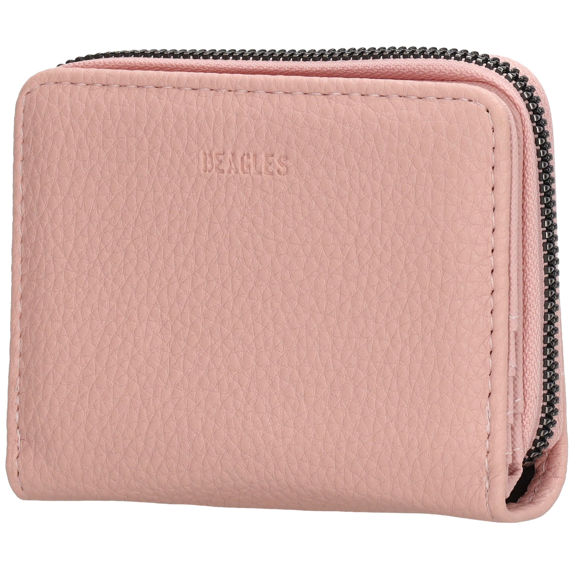 Damenbörse 12x9cm im Querformat in Rosé mit Druckknopf - leder-accessoires.com