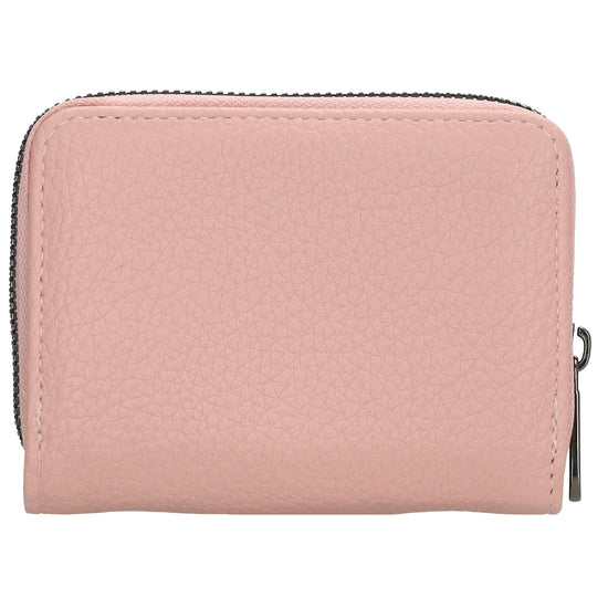 Damenbörse 12x9cm im Querformat in Rosé mit Druckknopf - leder-accessoires.com