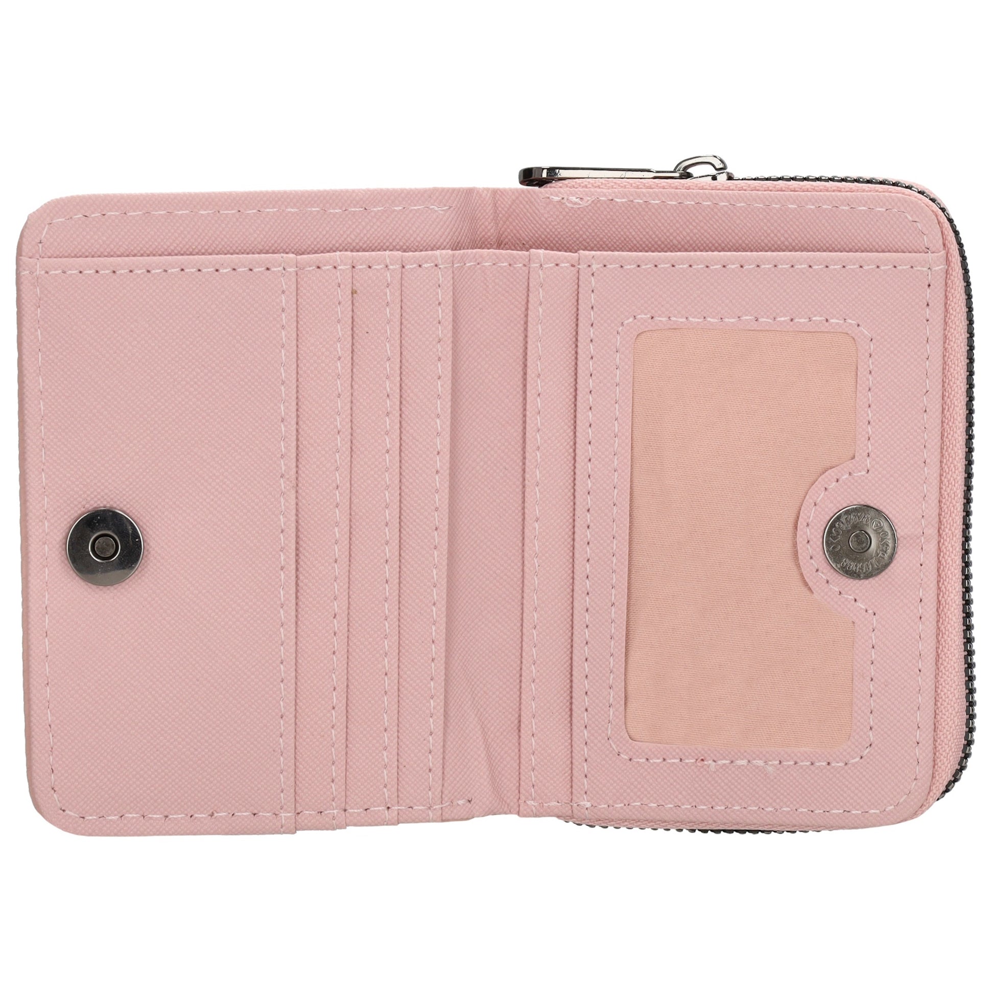 Damenbörse 12x9cm im Querformat in Rosé mit Druckknopf - leder-accessoires.com