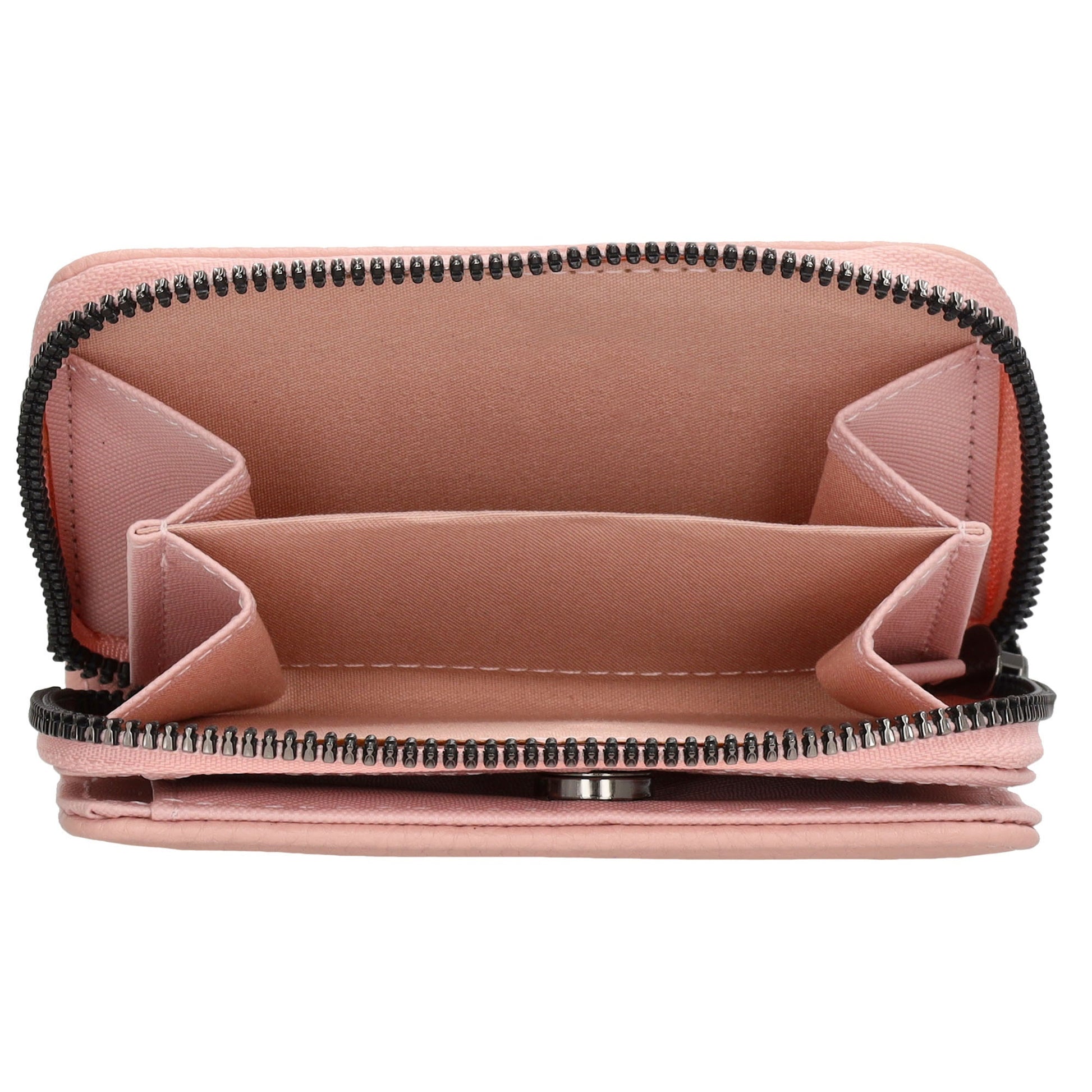 Damenbörse 12x9cm im Querformat in Rosé mit Druckknopf - leder-accessoires.com