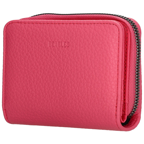 Damenbörse 12x9cm im Querformat in Pink mit Druckknopf - leder-accessoires.com