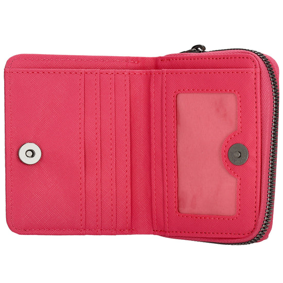 Damenbörse 12x9cm im Querformat in Pink mit Druckknopf - leder-accessoires.com