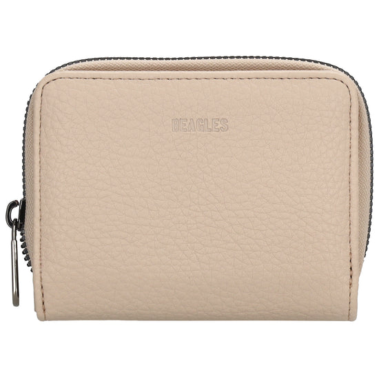 Damenbörse 12x9cm im Querformat in Taupe mit Druckknopf - leder-accessoires.com