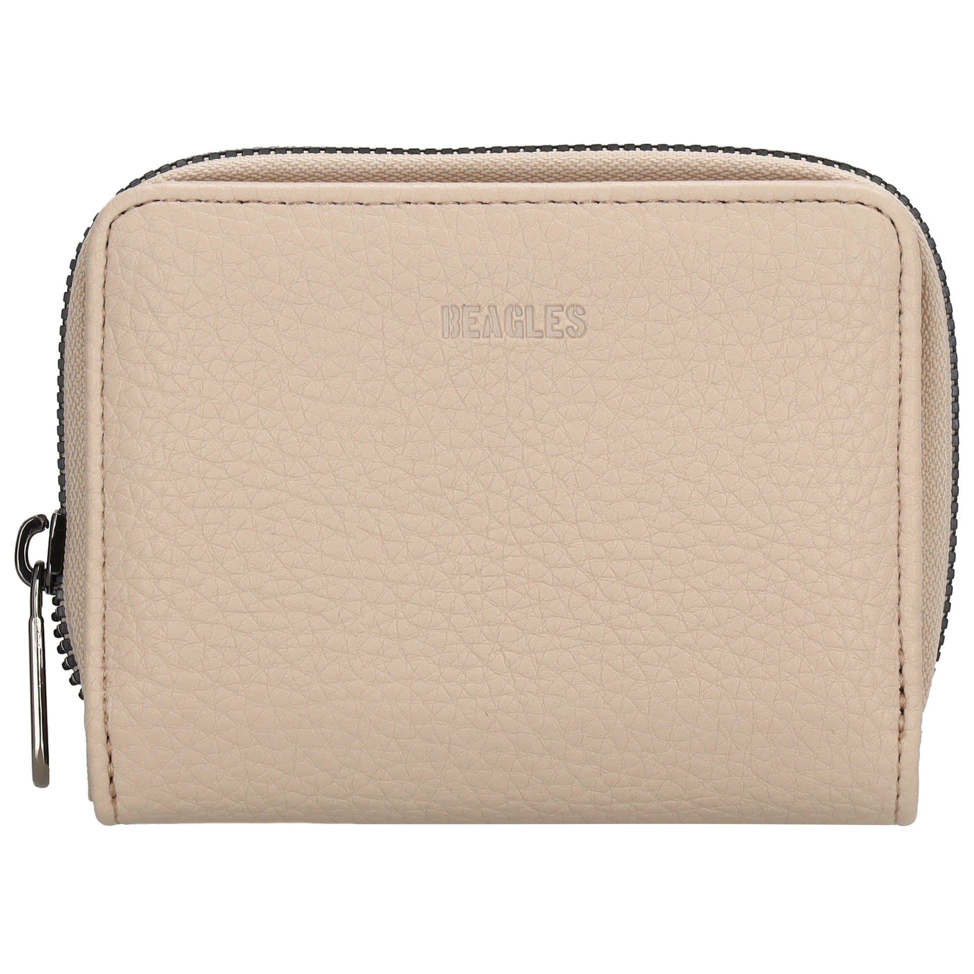 Damenbörse 12x9cm im Querformat in Taupe mit Druckknopf - leder-accessoires.com