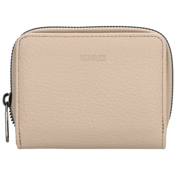 Damenbörse 12x9cm im Querformat in Taupe mit Druckknopf - leder-accessoires.com