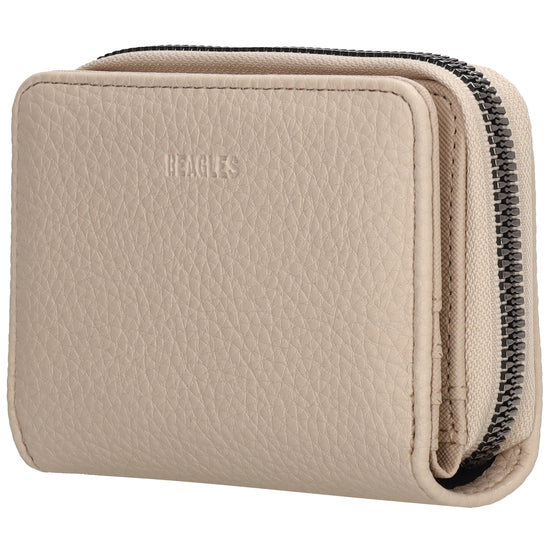 Damenbörse 12x9cm im Querformat in Taupe mit Druckknopf - leder-accessoires.com
