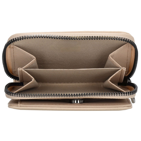 Damenbörse 12x9cm im Querformat in Taupe mit Druckknopf - leder-accessoires.com