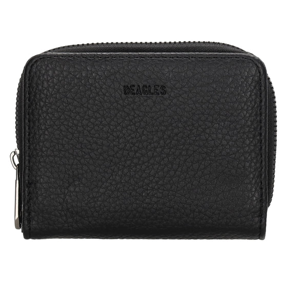 Damenbörse 12x9cm im Querformat in Schwarz mit Druckknopf - leder-accessoires.com