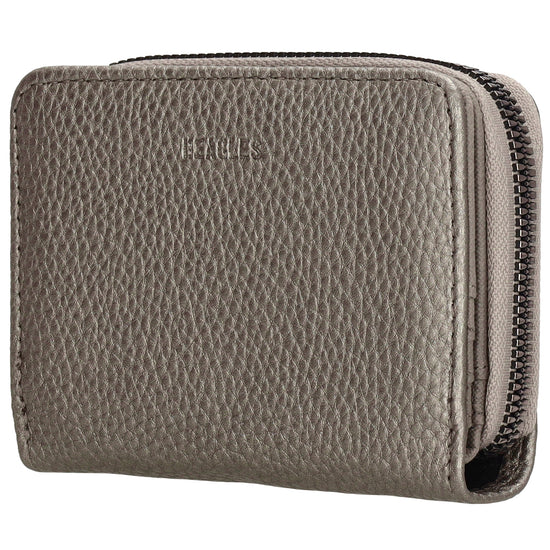 Damenbörse 12x9cm im Querformat in Silber-Metallic mit Druckknopf - leder-accessoires.com