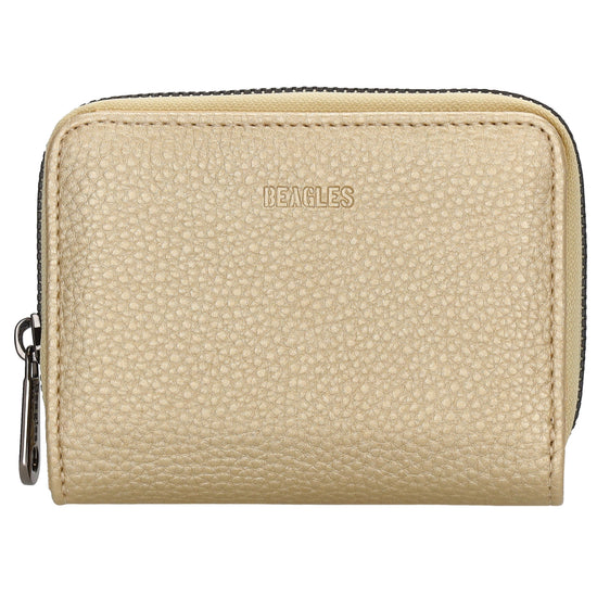 Damenbörse 12x9cm im Querformat in Gold-Metallic mit Druckknopf - leder-accessoires.com