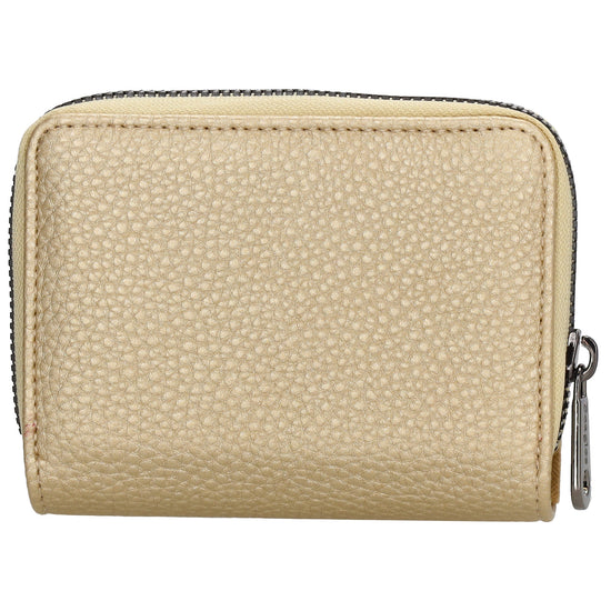 Damenbörse 12x9cm im Querformat in Gold-Metallic mit Druckknopf - leder-accessoires.com