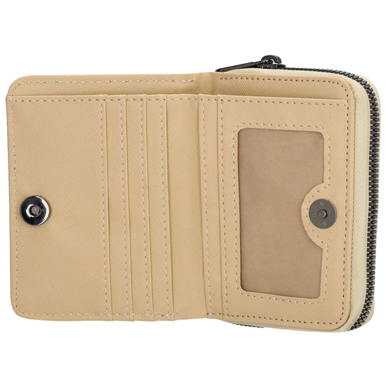 Damenbörse 12x9cm im Querformat in Gold-Metallic mit Druckknopf - leder-accessoires.com