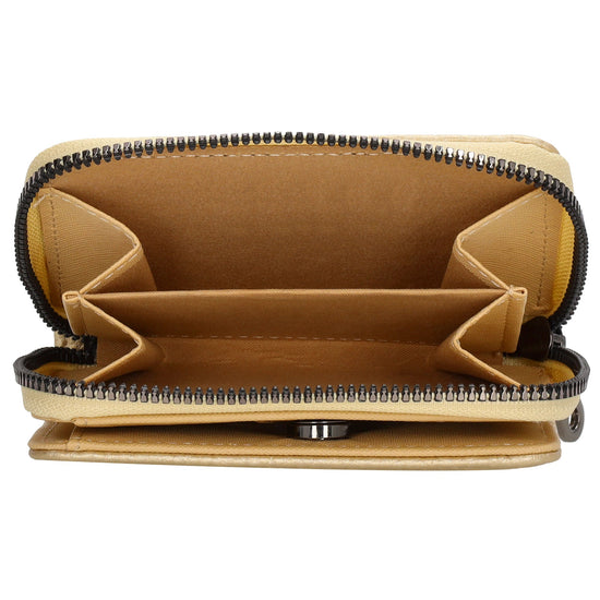 Damenbörse 12x9cm im Querformat in Gold-Metallic mit Druckknopf - leder-accessoires.com