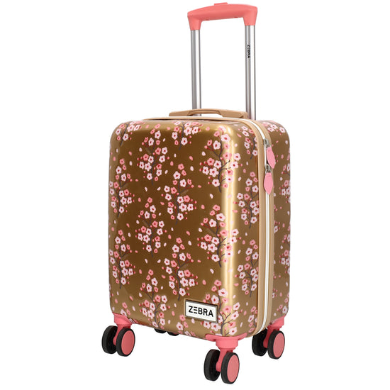 Reisetrolley "Blumen" 4-Rad 47cm in Gold-Metallic - leder-accessoires.com