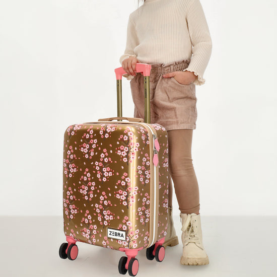 Reisetrolley "Blumen" 4-Rad 47cm in Gold-Metallic - leder-accessoires.com