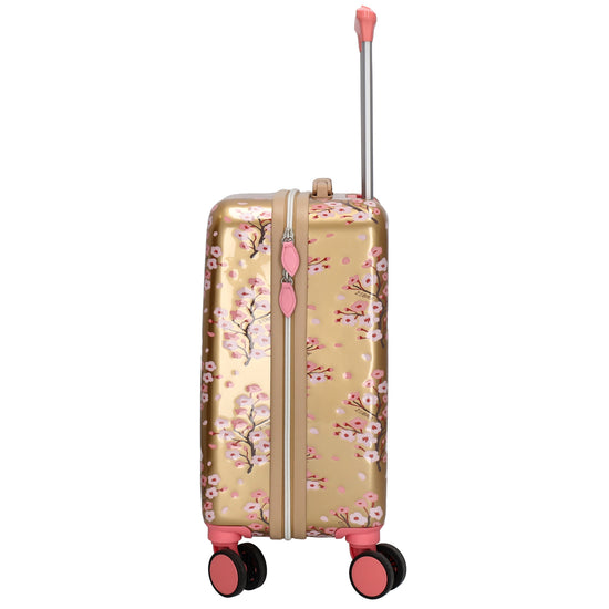 Reisetrolley "Blumen" 4-Rad 47cm in Gold-Metallic - leder-accessoires.com