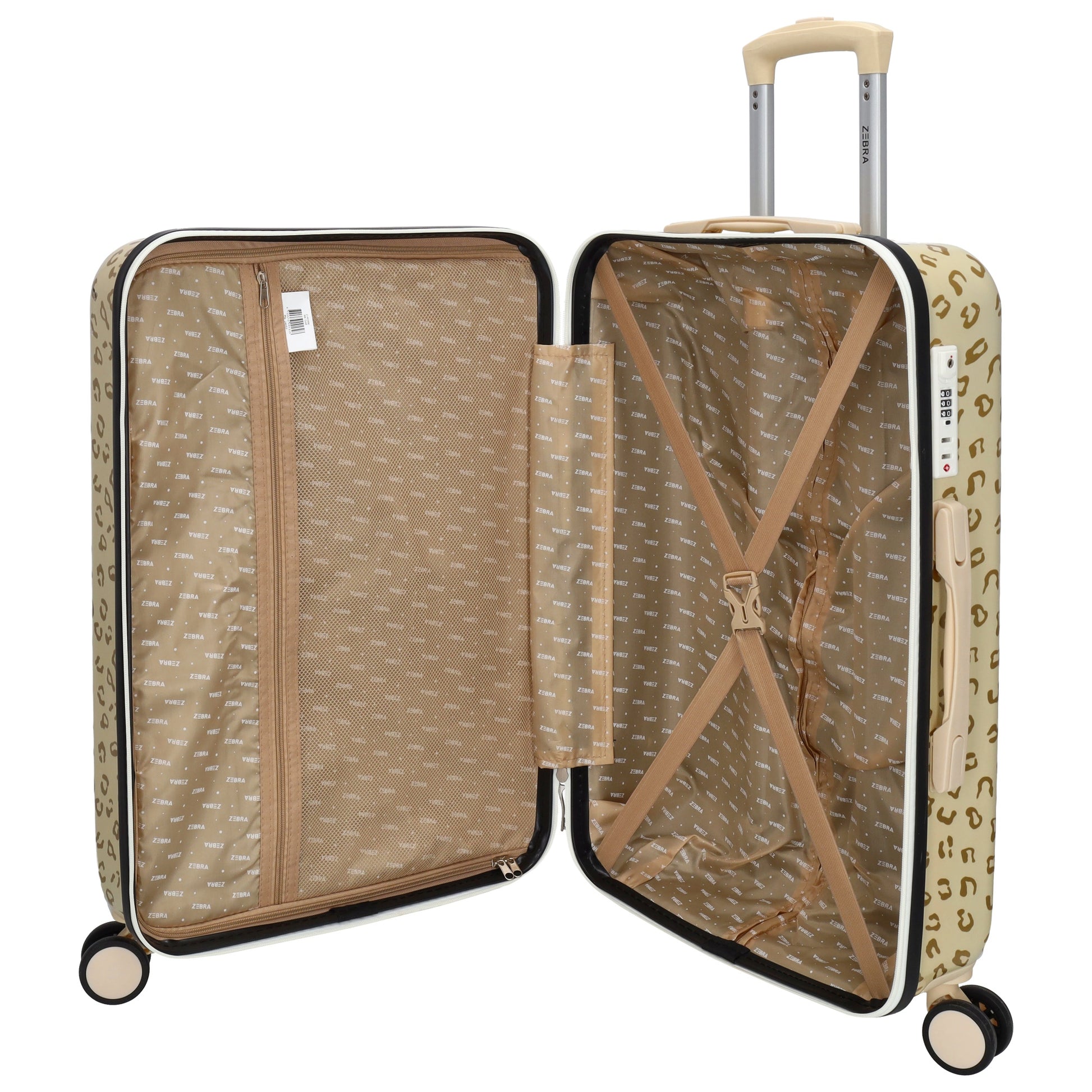 Reisetrolley|Hartschale 66cm in Gold|Zebra mit 4-Rad - leder-accessoires.com