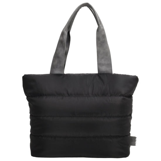 Shopper gesteppt 42x30cm in Schwarz aus Kunstleder - leder-accessoires.com