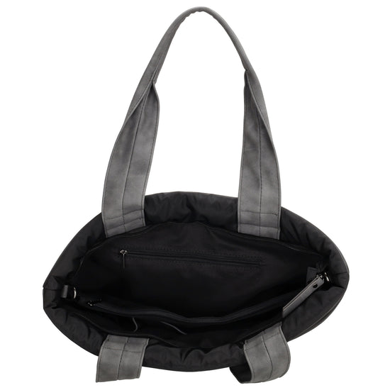 Shopper gesteppt 42x30cm in Schwarz aus Kunstleder - leder-accessoires.com