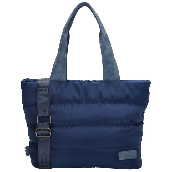 Shopper gesteppt 42x30cm in Marine| Blau aus Kunstleder - leder-accessoires.com