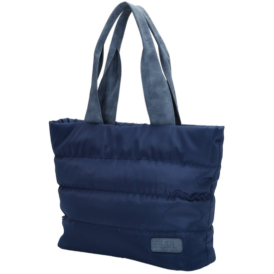 Shopper gesteppt 42x30cm in Marine| Blau aus Kunstleder - leder-accessoires.com