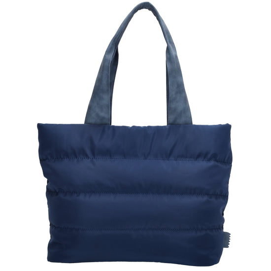 Shopper gesteppt 42x30cm in Marine| Blau aus Kunstleder - leder-accessoires.com