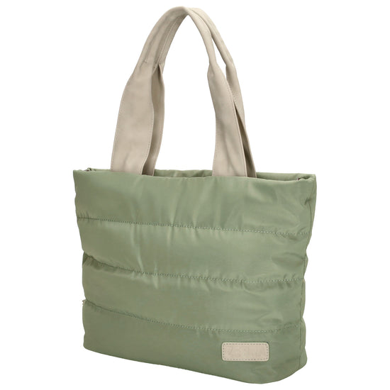 Shopper gesteppt 42x30cm in Mint aus Kunstleder - leder-accessoires.com