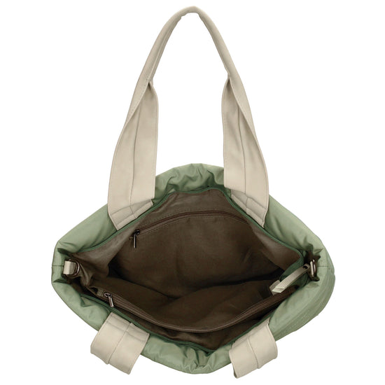 Shopper gesteppt 42x30cm in Mint aus Kunstleder - leder-accessoires.com