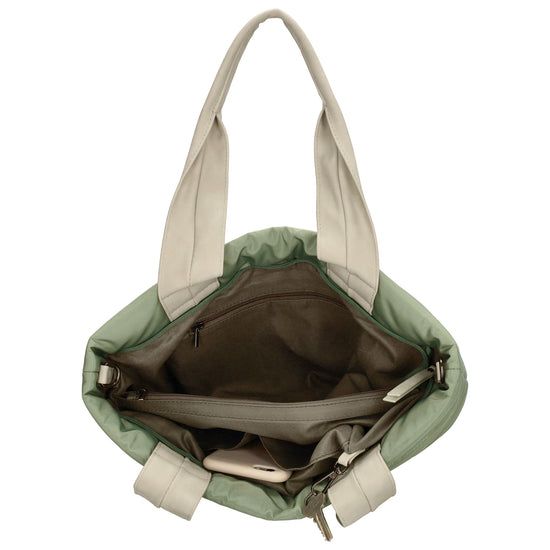 Shopper gesteppt 42x30cm in Mint aus Kunstleder - leder-accessoires.com