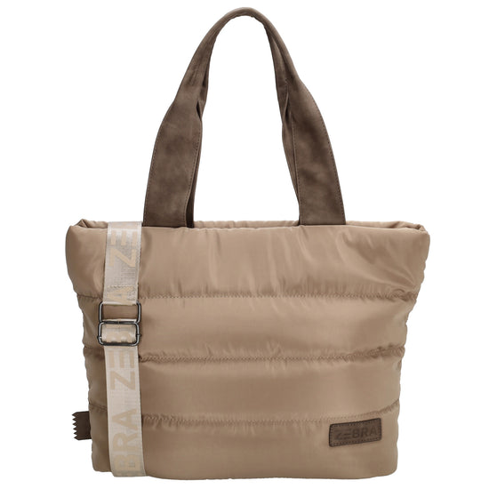 Shopper gesteppt 42x30cm in Taupe aus Kunstleder - leder-accessoires.com