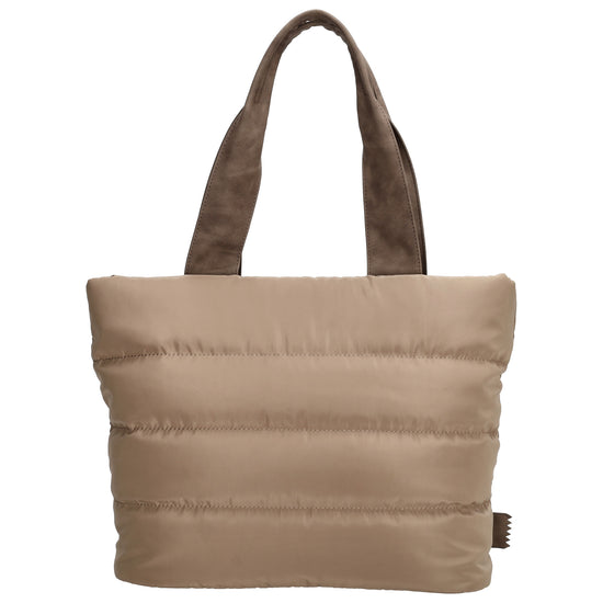 Shopper gesteppt 42x30cm in Taupe aus Kunstleder - leder-accessoires.com