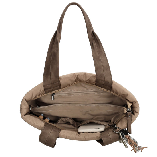 Shopper gesteppt 42x30cm in Taupe aus Kunstleder - leder-accessoires.com