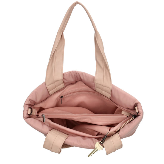 Shopper gesteppt 42x30cm in Altrosa aus Kunstleder - leder-accessoires.com